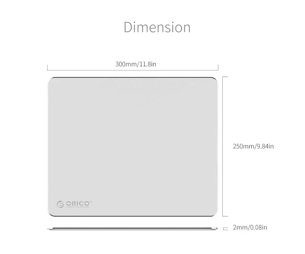 Sliver 300x250x2 mm ORICO Алюминий Мышь игровой коврик с 1,5 мм Алюминий 0,5 мм Резина компьютер Мышь площадку для Офис Бизнес(AMP2218 - Цвет: Sliver 300x250x2 mm