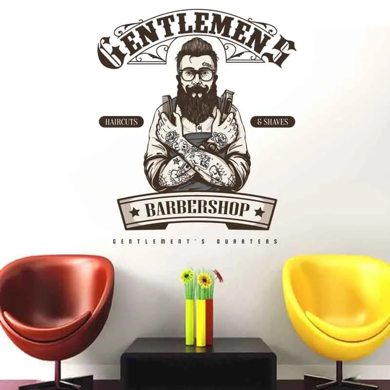 

Barbershop Colour Sticker Bread Decal Posters Vinyl Wall Art Decor Windows Decoration Haircut Shavers Decals Customized 2001