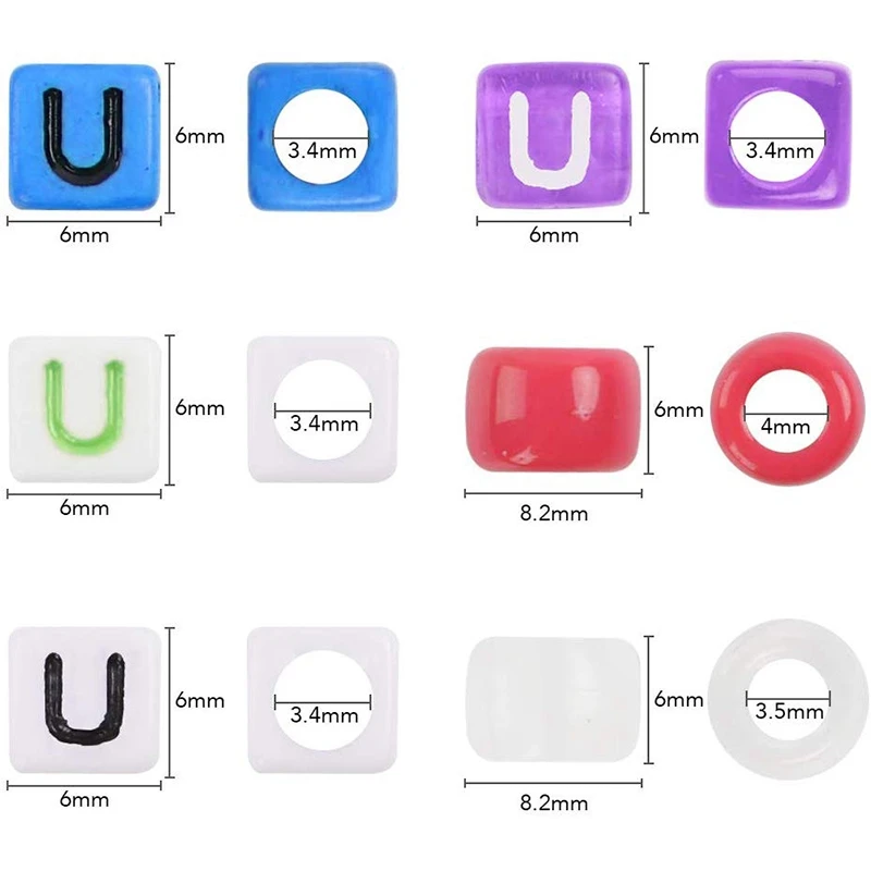 

1500 Assorted Acrylic Plastic Beads, Including 4 Types of Alphabet Beads, 1 Set of Large Hole Beads, 1 Set of UV Beads, 50 Meter