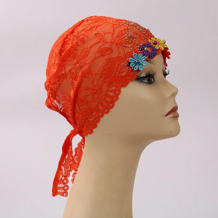 Новый летний кружевной головной убор с цветами для женщин мусульманский