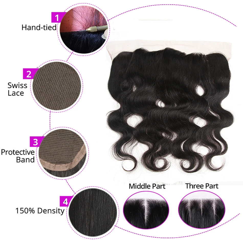 Бразильские волнистые пряди 13x4 фронтальные Remy волосы с 100% человеческие