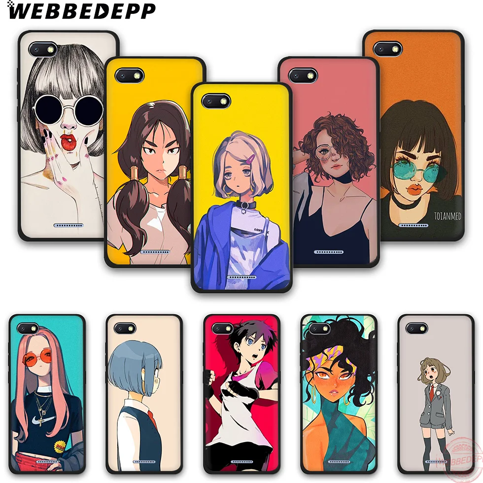 WEBBEDEPP Cute Girl Cartoon Fashion Soft Silicone Phone Case for Redmi Note 6Pro 7Pro 4A 4X 5 5A 6A 8A 7 S2 note 8 |