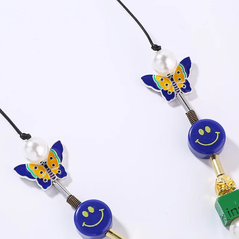 Модное универсальное круглое ожерелье в виде бабочки с бисером стиле хип-хоп