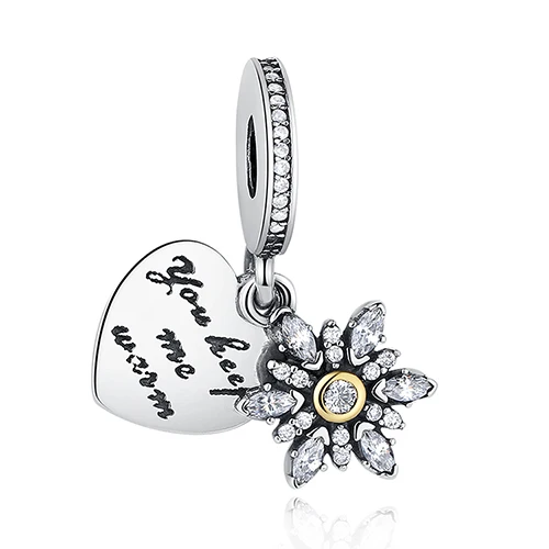 ELESHE, Подходит для Pandora, подвеска из бисера, 925 пробы, серебро, снежинка, цветок, браслет, сделай сам, бусины, ювелирное изделие, рождественский подарок - Цвет: PY1349