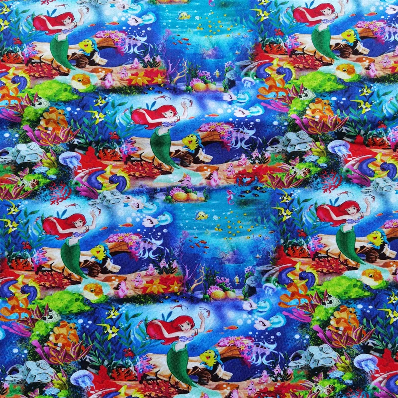 Наволочка из натурального хлопка с принтом маленькая русалочка | Дом и сад