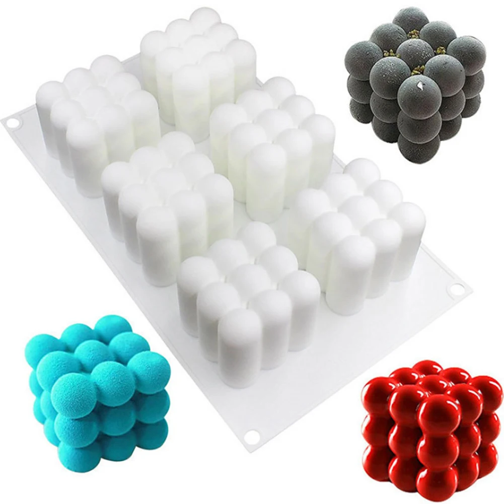 

6 Cavities 3D Cube Dessert Molds Silicone Kitchen Oven Baking Mousse Cake Chocolate Molds DIY Aromatherapy Candle Plaster Mould