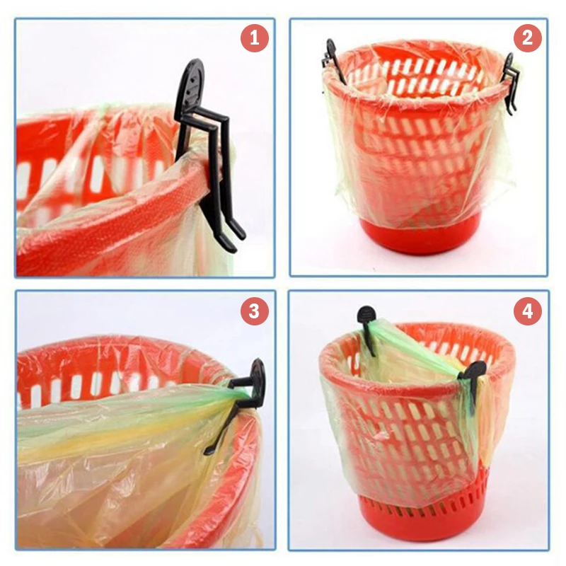 

4Pcs Plastic Trash Can Clamps Garbage Bag Clips Holder Rubbish Bag Rack Kitchen Bathroom Accessories