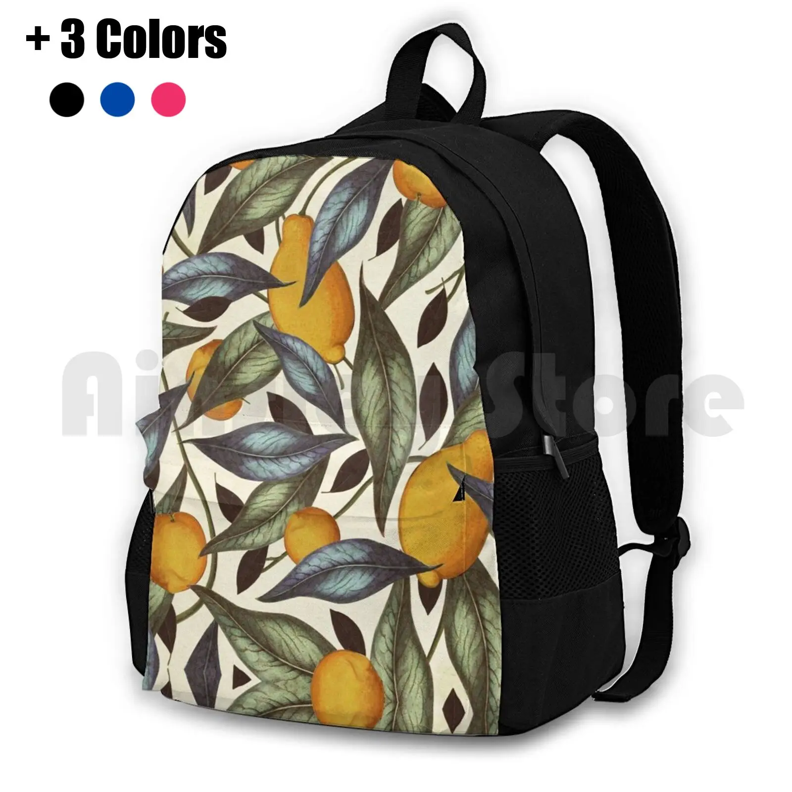 Dicky Bow-Julia Outdoor Hiking Backpack Riding Climbing Sports Bag Botanical Nature Vintage Flowers Floral Fruit Pears Healthy