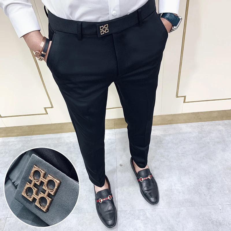 Брюки Pantalones мужские черно-серые Новинка лета 2020 облегающие повседневные брюки