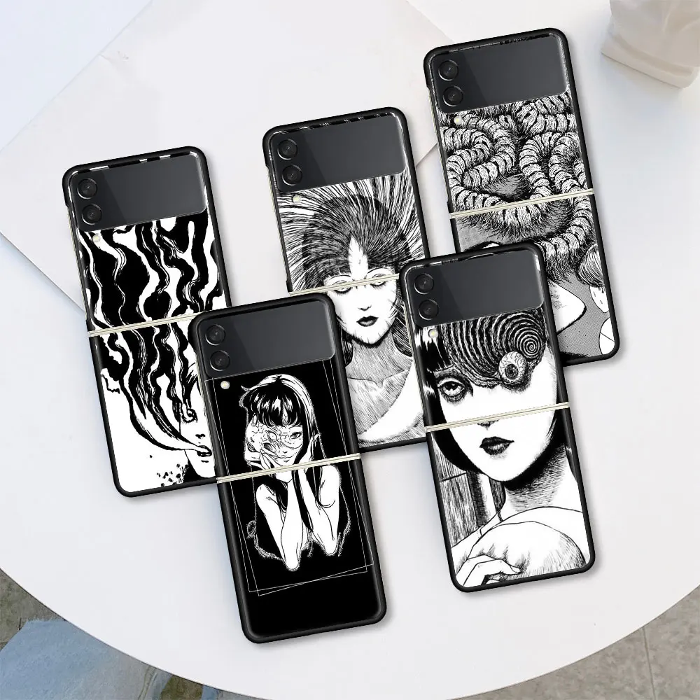 

Cell Phone Housing For Samsung Galaxy Z Flip 3 5G Case Horror Comic Junji Ito Tomie Tees Shell Cover ZFlip Black Hard PC Coque