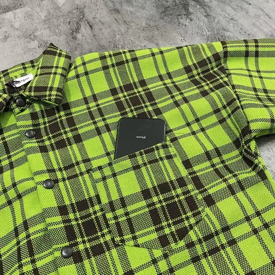

2021 Green Plaid Letter Print Casual Jacket Women,2021 Autumn Single Brested Full Sleeve Korean Ladeis,Oversize Daily Coat