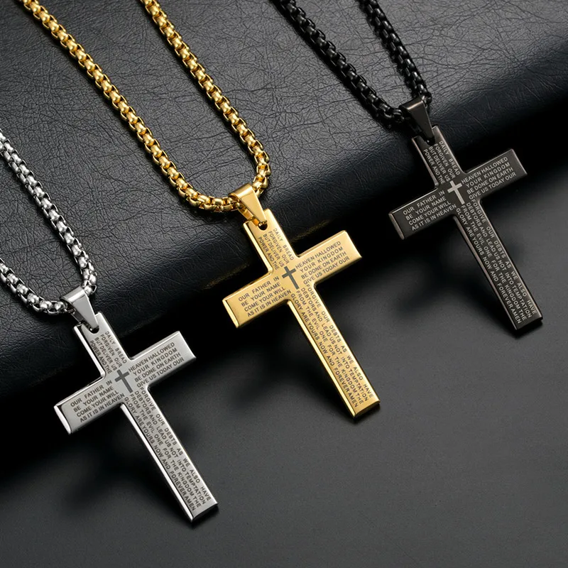 

European and American style titanium steel cross choker religious belief stainless steel unisex necklace
