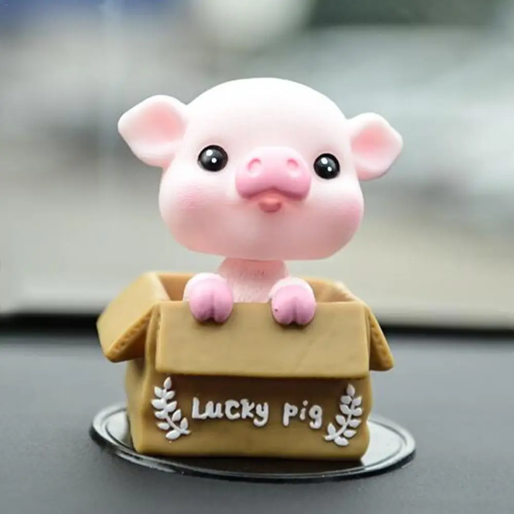Инновационный автомобиль счастливая свинья Вибрирующая голова Милая Ювелирная