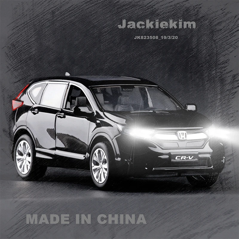 Черный Высокая имитация 1:32 Масштаб Honda CRV сплав металла литья под давлением автомобиль 6 открытой двери Музыка flash оттягивать назад Модель автомобиля игрушки - Цвет: Черный