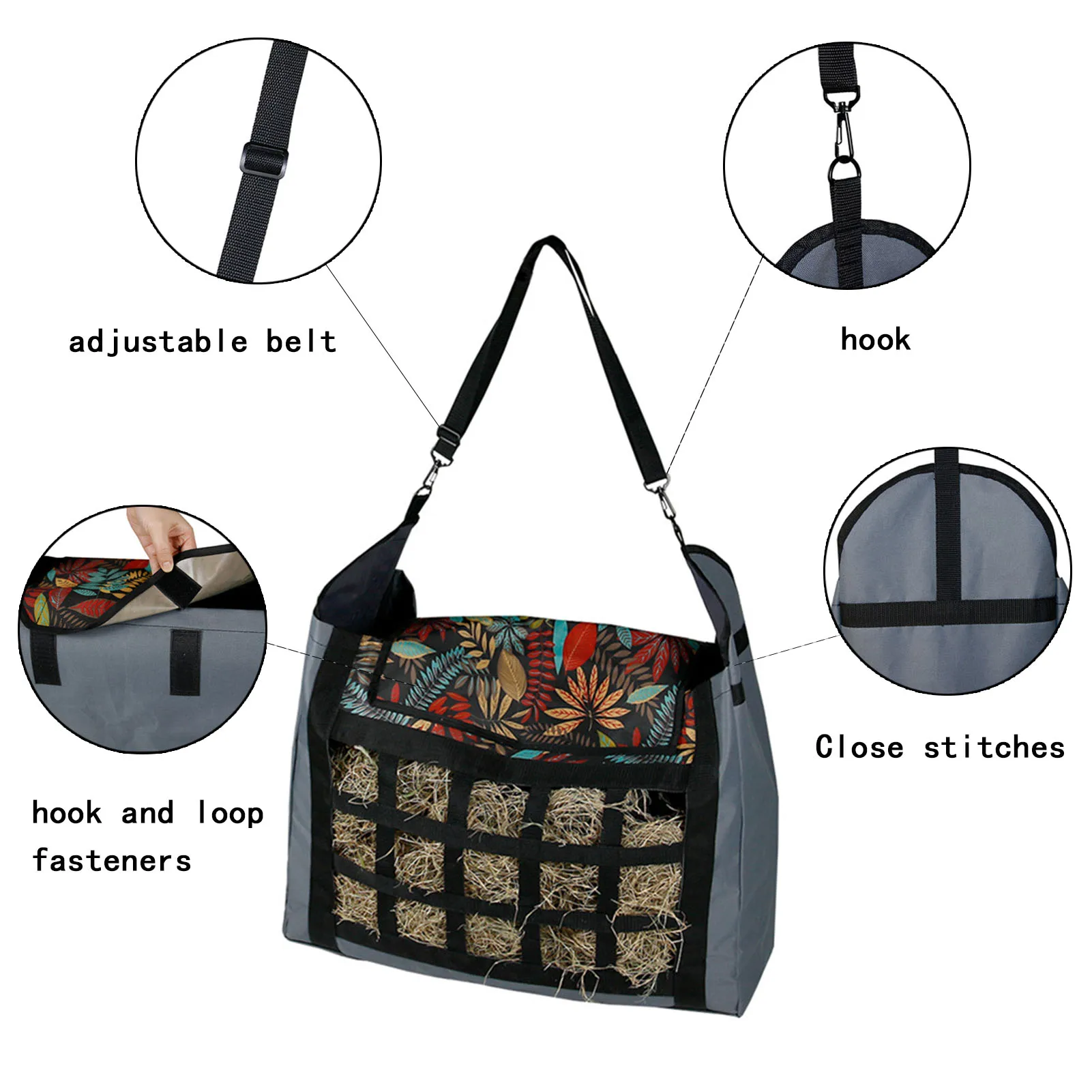 Large Capacity Horse Hey Bag Slow Feeder With Adjustable Strap Feeding Pouch Tote For Horses Goat Alpacas Hay Storage Bags | Дом и сад