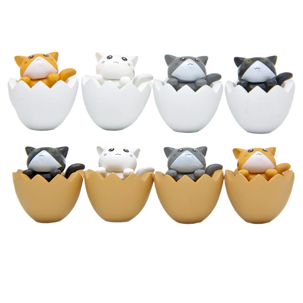 

4Pcs 3x3cm Cute Mini Kitten Inside Egg Miniature Figurine Set Collection