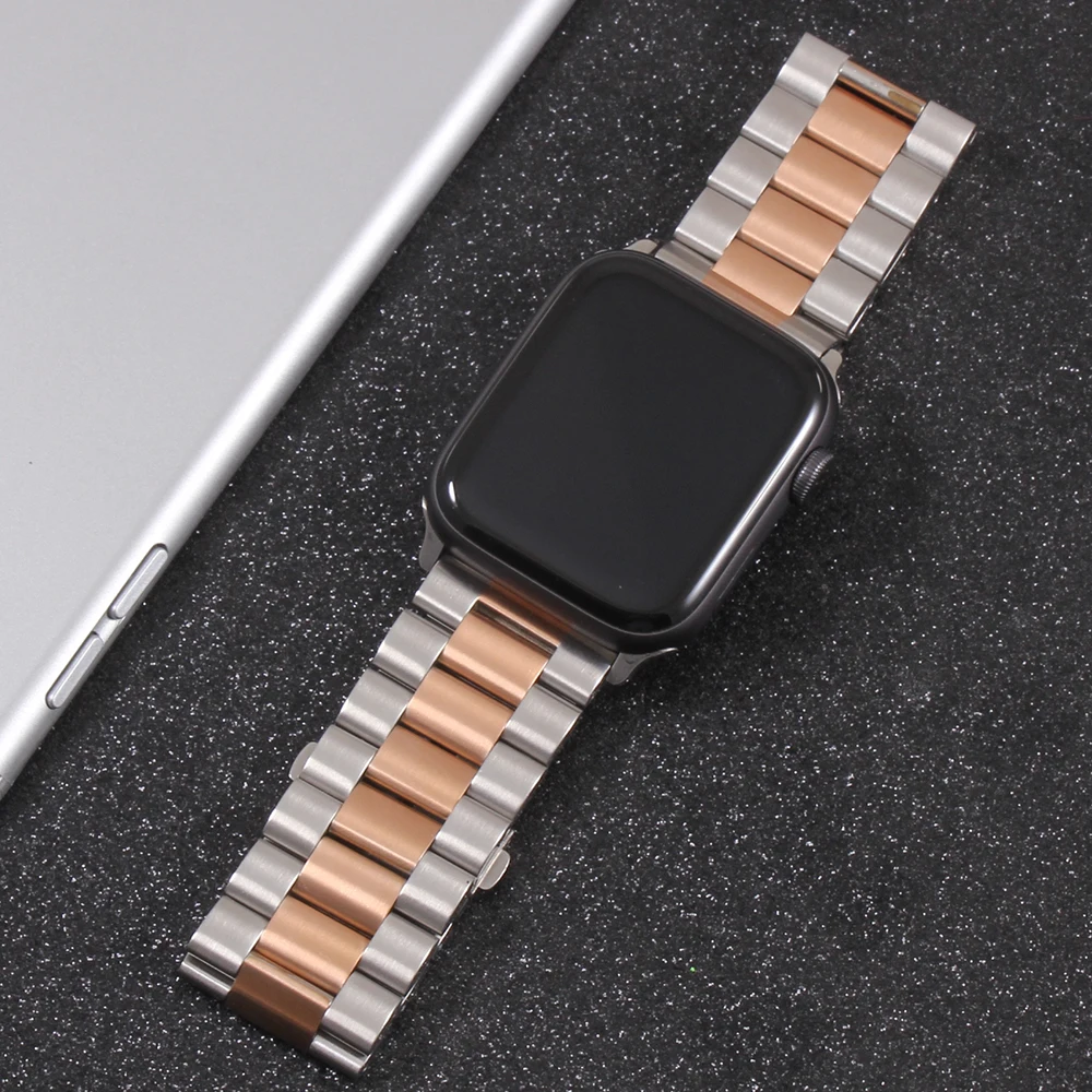 

Band For Apple Watch 4 5 6 44mm 40mm 42mm 38mm 1/2/3 Metal Stainless Steel Bracelet Strap for iWatch Series Accessories