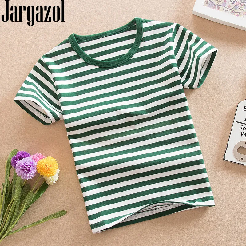 

Jargazol T Shirt Baby Boy Shirts Kids Clothes Cotton Summer Top Color Stripes Girls Tops Vetement Enfant Fille Boys Camisetas