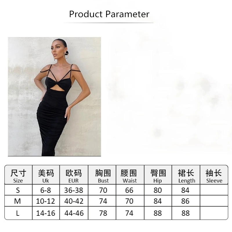 

New Women's Sexy Wrapped Chest Hollow Sling Dress Slim Halter Pleated Dress