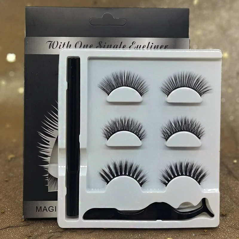 Подводка для ресниц без клея и магнита волшебная норковая Магнитная подводка