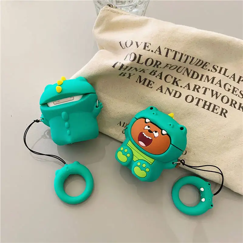 Для Airpods 1 3D Милые Мультяшные забавные панды ледяной медведь динозавр наушники