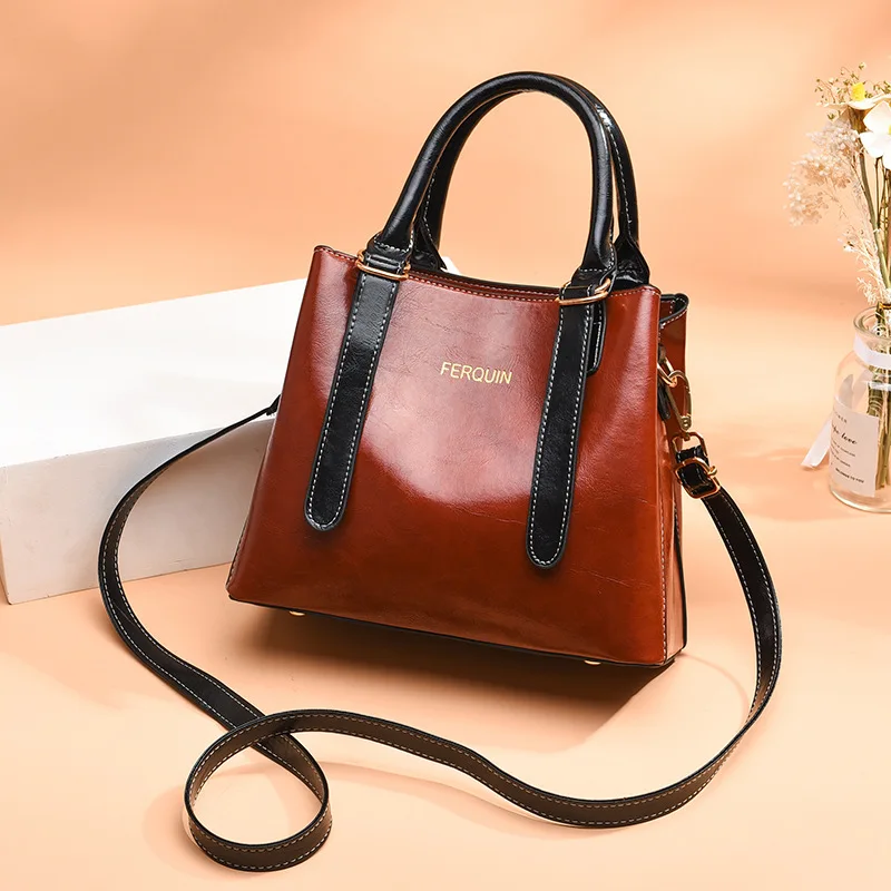 

Spring and summer ladies retro college style handbag hot sale style messenger bag fashion solid color PU leather shoulder bag