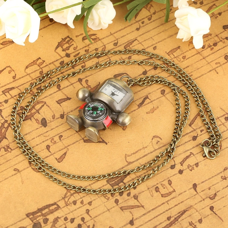 Нежный Робот Форма карманные наручные часы бронзового сплава практические