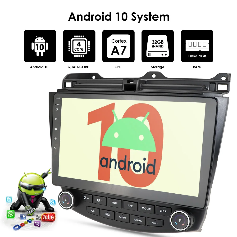 ai voice android stereo car radio multimidia 10 inch screen player gps navi for honda accord 7 2003 2004 2005 2006 2007 carplay free global shipping