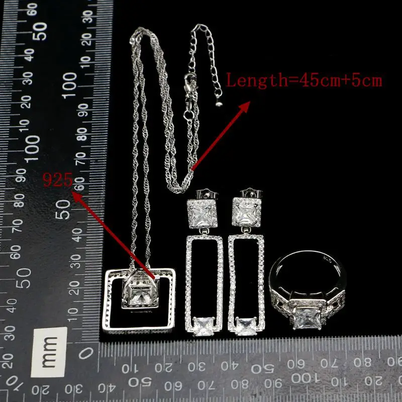 Модные наборы ювелирных изделий из чистого серебра 925 пробы свадебные комплекты