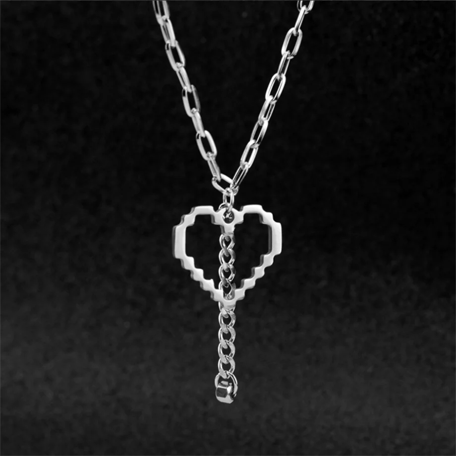

2021 New Hair Love Tassel Necklace Girl Stainless Steel Peach Heart Men And Women Stacking Long Necklace Pendant Gifts