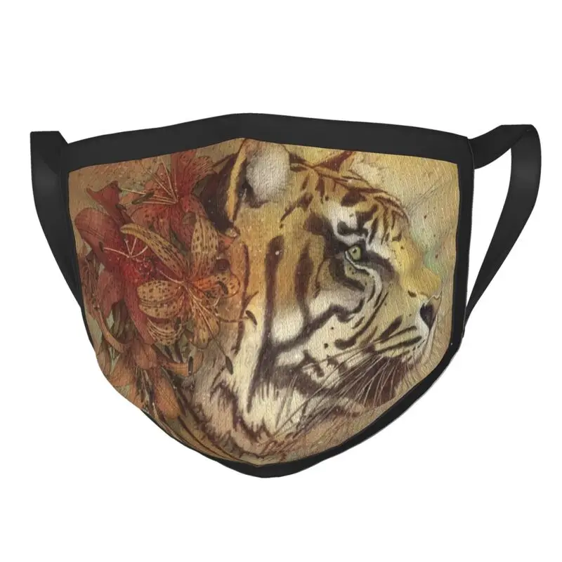 

Маска для лица с регулируемым ртом Tiger Art, для мужчин и женщин, маска животного пылезащитный чехол, респиратор
