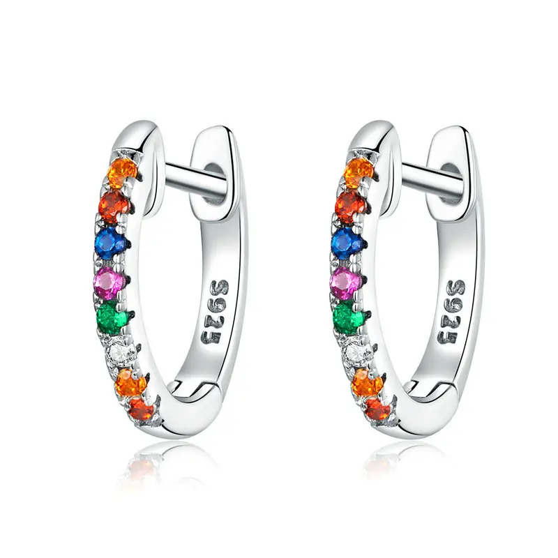 BISAER, серебряные серьги-гвоздики, 925 пробы, серебряные, прозрачные, CZ, цветные, циркониевые серьги-гвоздики для женщин, ювелирные изделия, подарки, HSE721 - Окраска металла: HSE721