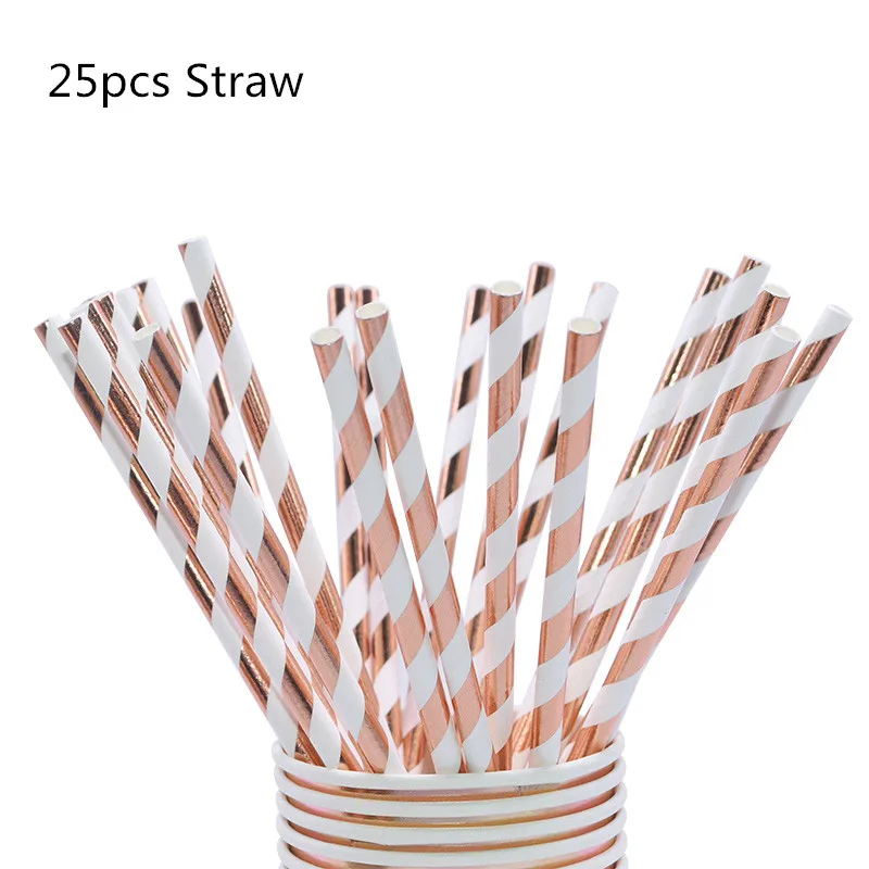 25pcs Straw 8/10 шт. розовое золото одноразовая посуда тарелка салфетки под чашки звезда Baby Shower одежда для свадьбы, дня рождения украшения свадебные принадлежности - Цвет: 25pcs Straw