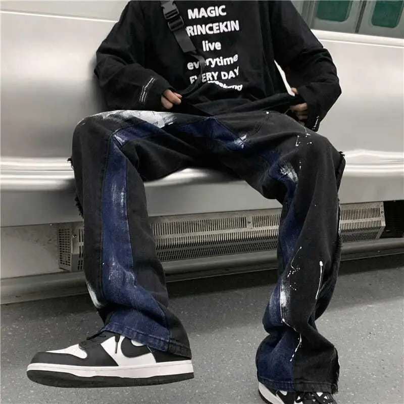

Ink jeans men's straight trousers autumn 2021 new Korean fashion high street hip hop style casual loose wide-leg trousers trend
