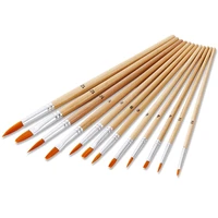 12pcs wood artist paint brush different size nylon hair oil painting brushes set for watercolor acrylic drawing art supplies