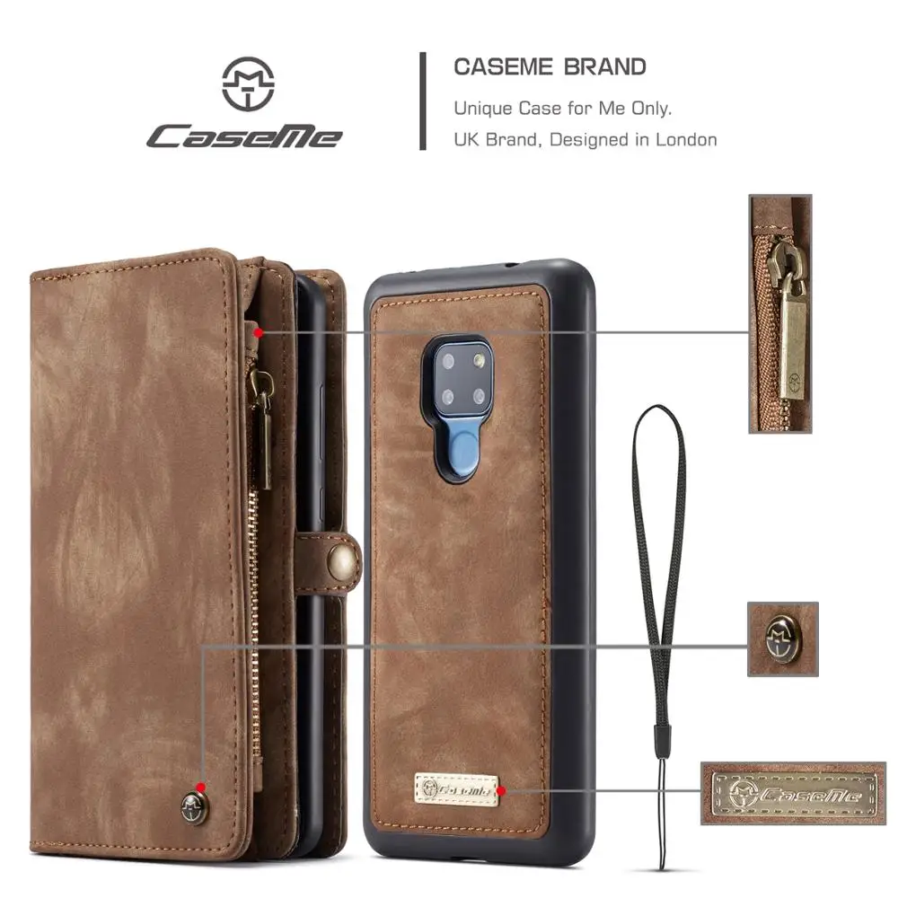 Чехол Кошелек CaseMe для Huawei Mate 20 P30 P20 Pro Lite в стиле ретро кожаный с магнитной
