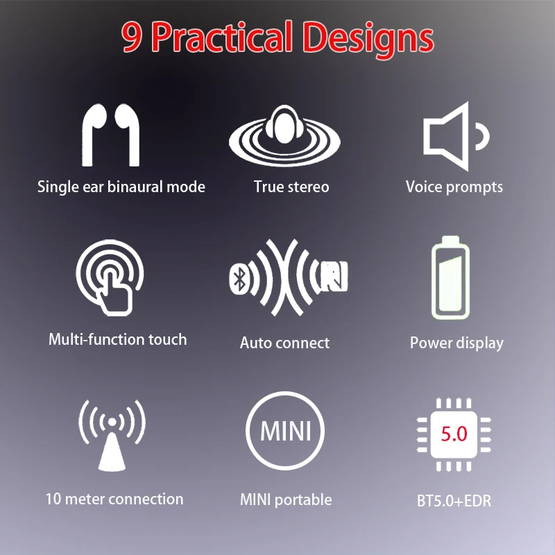 

Wireless Bluetooth Earphone Sports Waterproof Wireless Earphones Headsets with Microphone Touch Music Earbuds For Android iOS