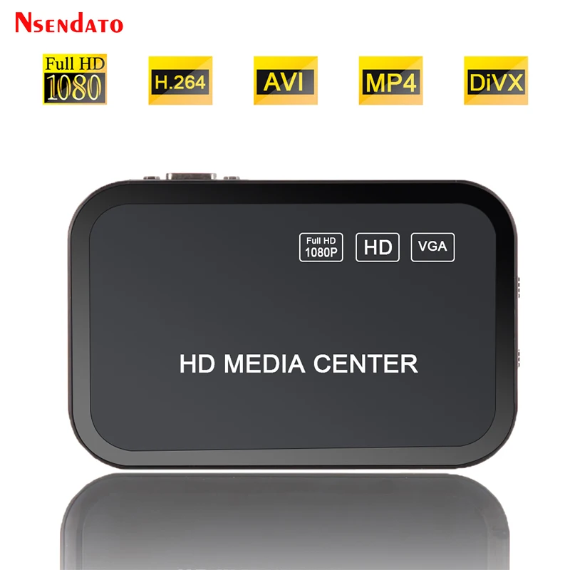 1080P HD Media Video player Center Surpport mkv H.264 with VGA HD USB AV MMC/SD Port with Remote Control
