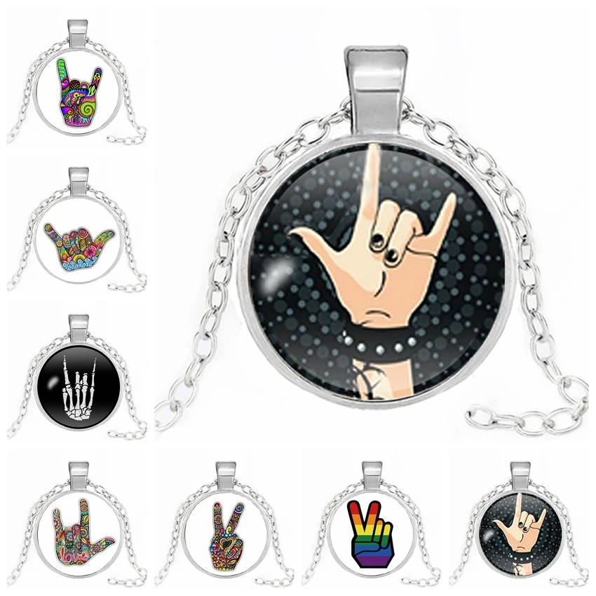 Креативное ожерелье с символом в стиле рок винтажное поп стеклянный купол панк