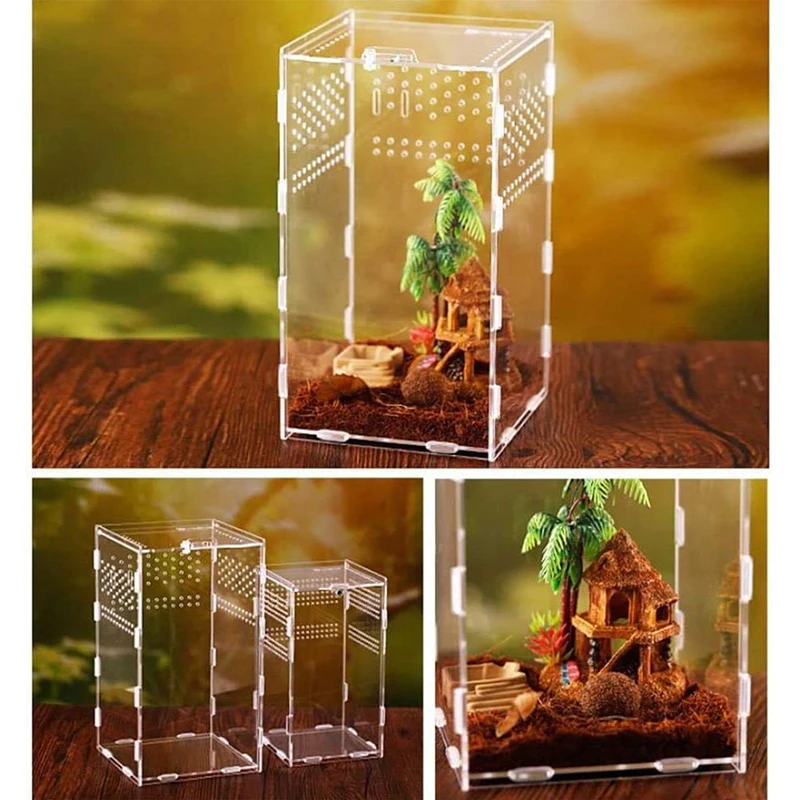 

Reptile Breeding Box Terrarium Cage Tank for Tarantula Scorpion Sling Isopods Lizards Acrylic Terrarium Transparent Container