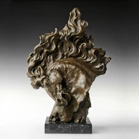 bronze horse head sculpture animal bust statue modern figurine art gorgeous office table bookcase decor gift