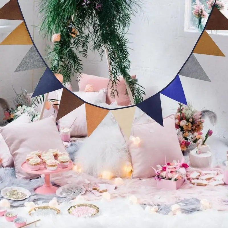 Pennant Wedding Supplies Brown Non Woven Fabric Room Nonwoven Party Banner Deco Decoration Flags Baby Birth C0Y7 | Дом и сад
