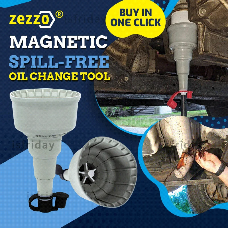 Zezzo® Magnetic Spill-Free Oil Change Tools Flexible TPU Car Oil Exchange Filter Funnels Leak Proof Guard Replacement Dropship