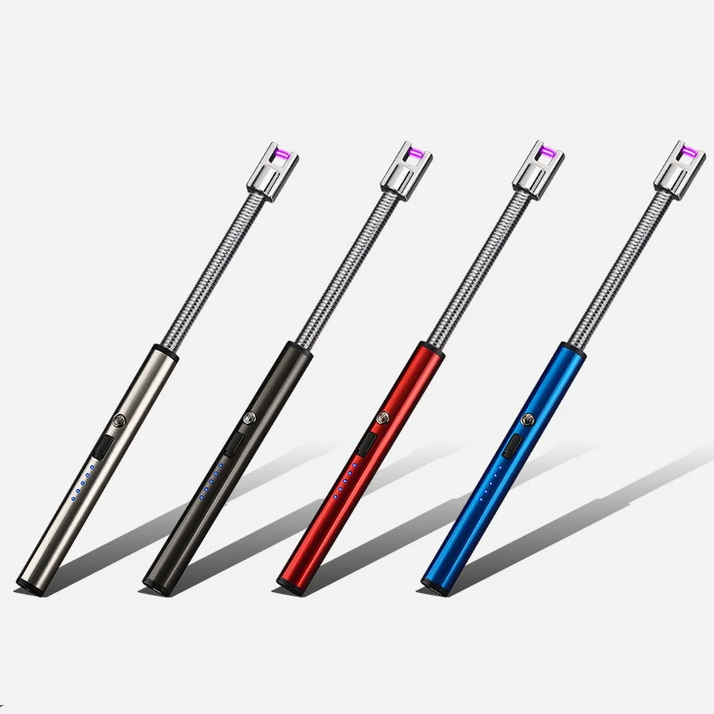 

Kitchen Lighters Cigarette Lighter 360 Rotation Usb Rechargeable Long Electronic Lighters Windproof Plasma Electric Lighter