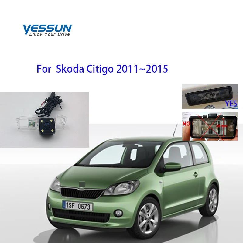 Фото Камера заднего вида с фиксированной линией для Skoda Citigo 2011 ~ 2015 CVBS-NTSC, камера заднего вида для парковки/CCD, камера номерного знака
