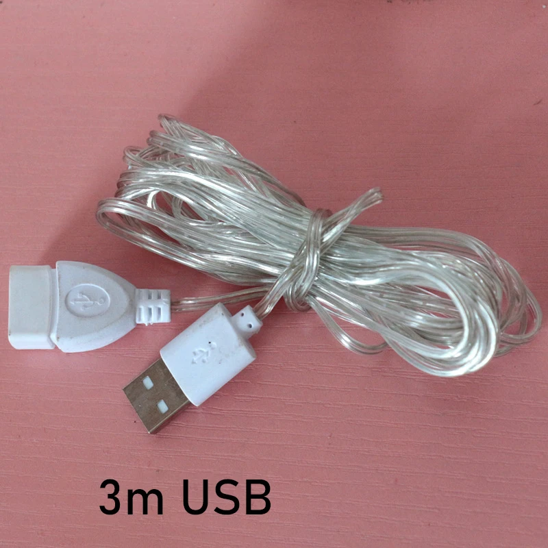 New 3m Power Extension Cable Tail Plug Extender Wire EU/US Plug For LED String Light Christmas Lights