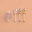 Подвеска из стерлингового серебра S925 с кристаллом и жемчужиной, ювелирная цепочка универсальная подвеска пробы, пустой держатель для аксессуаров