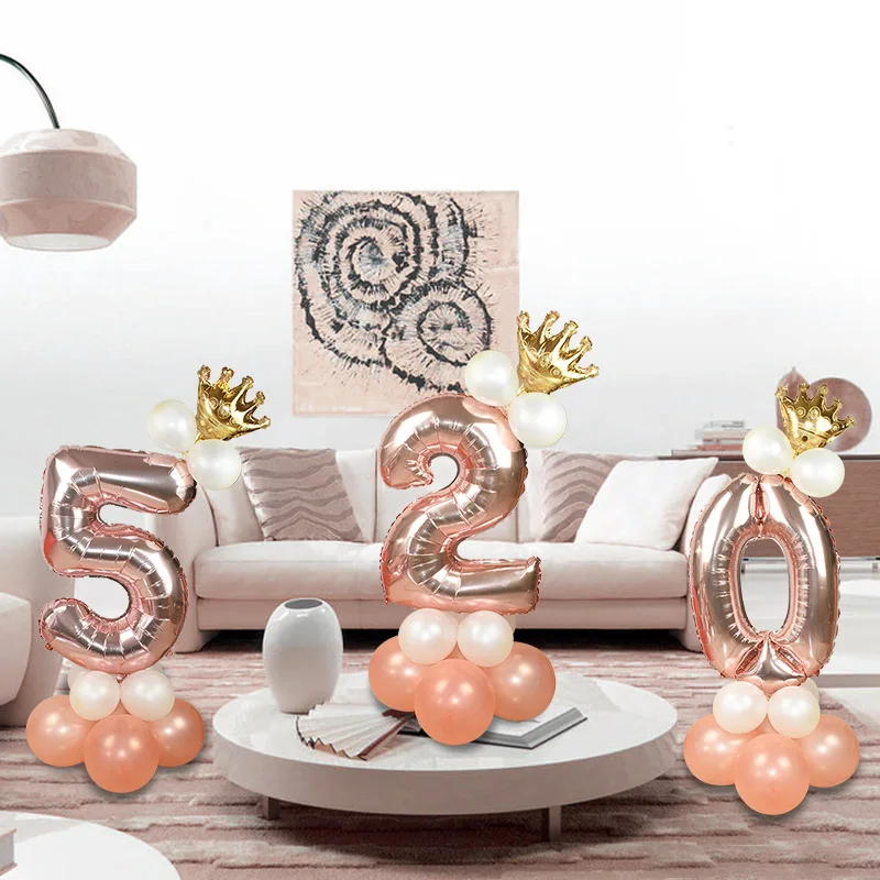 Новый Воздушный шар из фольги цвета розового золота 1234567890 Золотая Корона