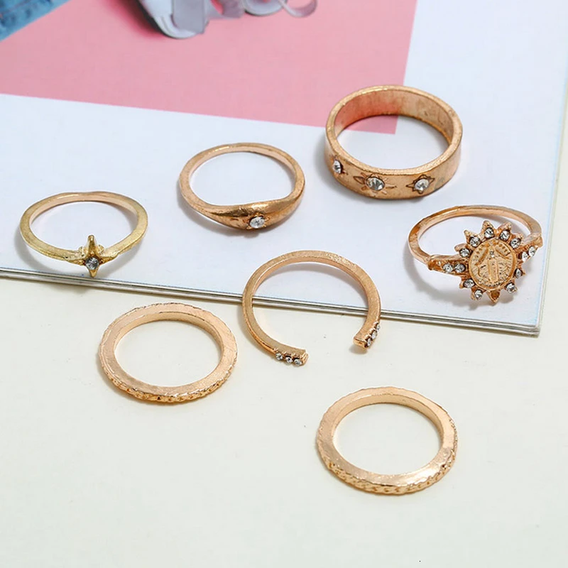 На фаланги бохо кольца для женщин аксессуары винтажные золотые звезды Стразы