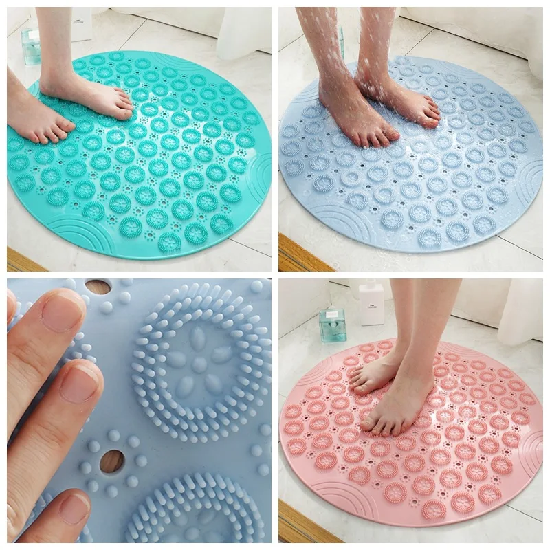 

PVC Non-slip Bathroom Mat EP Silicone Shower Bath Mat foot brush dead skin Point Bead Pad Bathroom Carpet Bath Mat 55X55cm